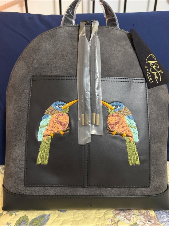 elle & jae gypset Handbags - Elle & Jae Gypset Vegan Leather Backpack with Colorful Bird Embroidery